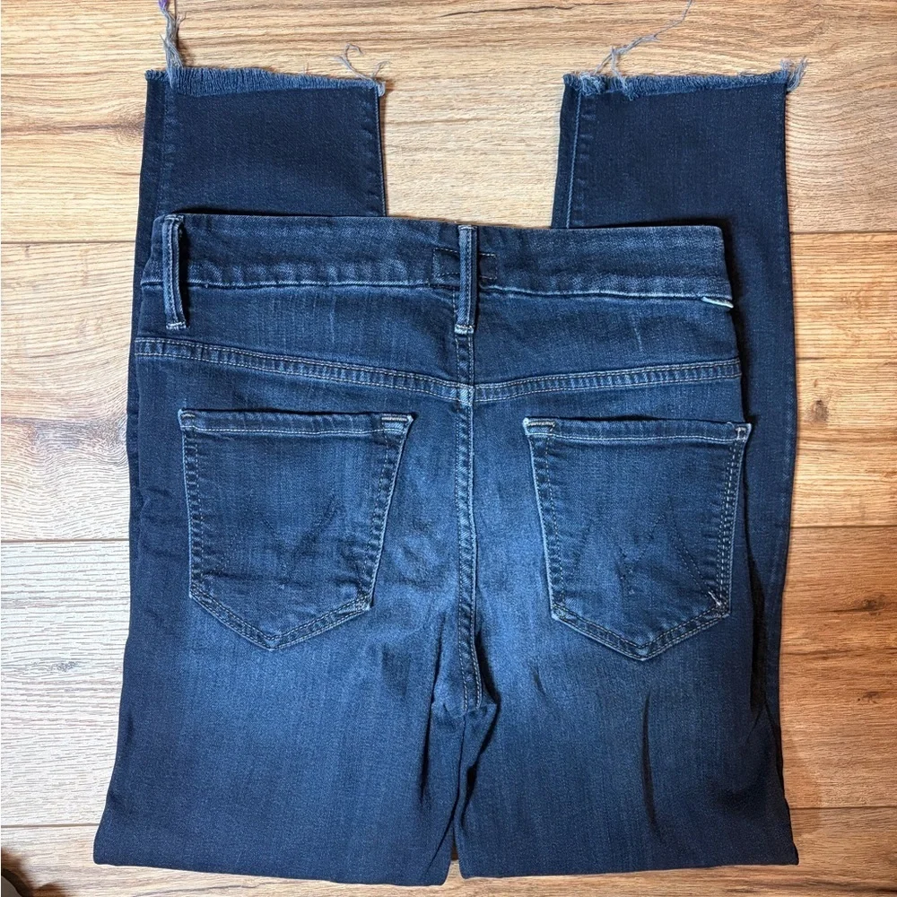 Mother high-waisted Soft Stretch Skinny jeans Looker Ankle Fray Dark-Wash - Picture 11 of 12